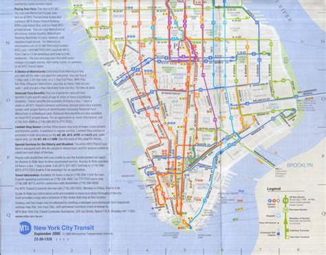 New York City Transit Manhattan Bus Map September 2000