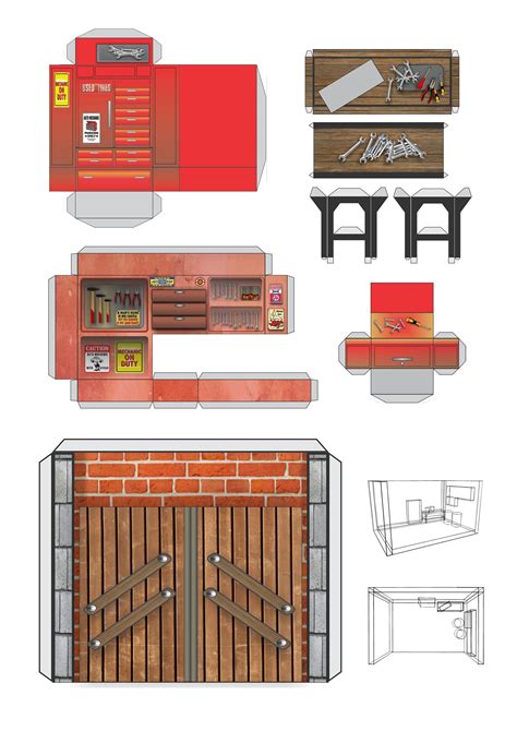 printable garage diorama template