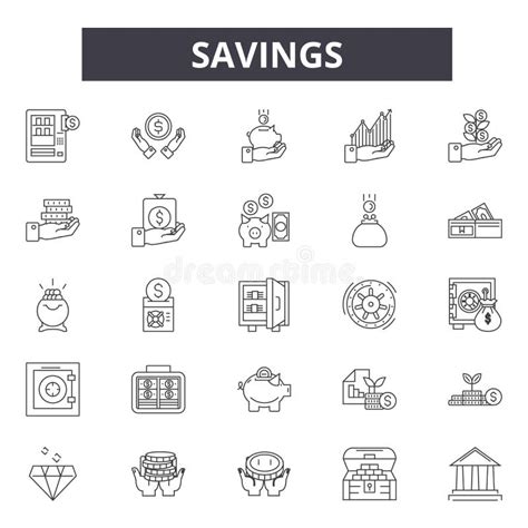 Savings Line Icons Signs Vector Set Linear Concept Outline