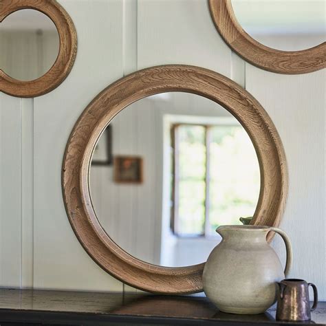 Portloe Oak Mirror Circular Mirror Mirror Oak
