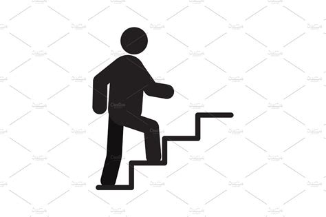 Man Walking Up Stairs Silhouette Icon Walking Up Stairs Icon Vector
