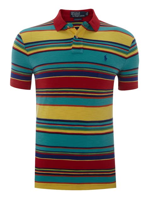 Polo Ralph Lauren Custom Fitted Multi Striped Polo Shirt In Multicolor