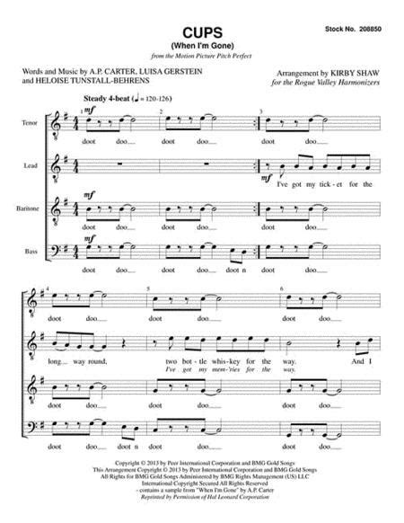 Cups When Im Gone By Anna Kendrick Octavo Sheet Music For Choral