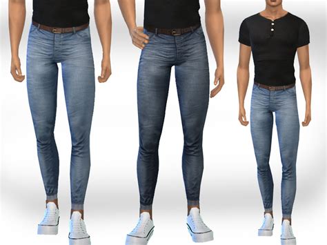 The Sims Resource Male Sims Skinny Fit Jeans With Belt