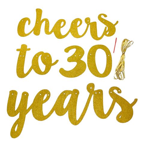 Fecedy Gold Glitter Cheers To 30 Years Banner For 30th Birthday Party