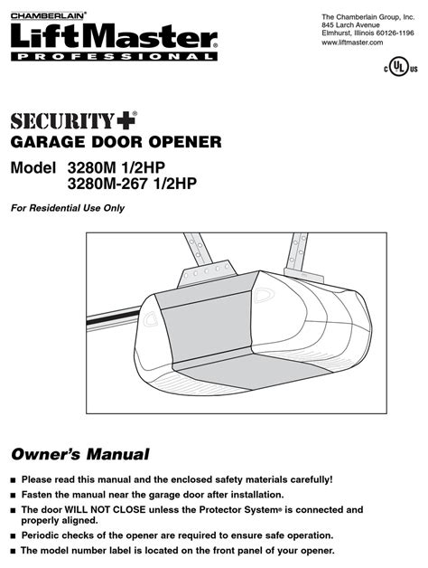 Chamberlain Liftmaster Professional Security 3280m Owners Manual Pdf