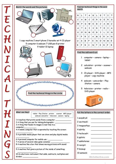 Technical Things Vocabulary Exercises English Esl Worksheets For Distance Learning And
