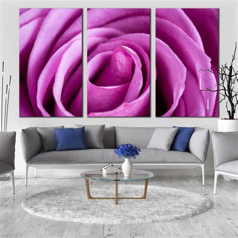 Abstract Flowers Canvas Wall Art Purple Rose Multi Canvas Artwork