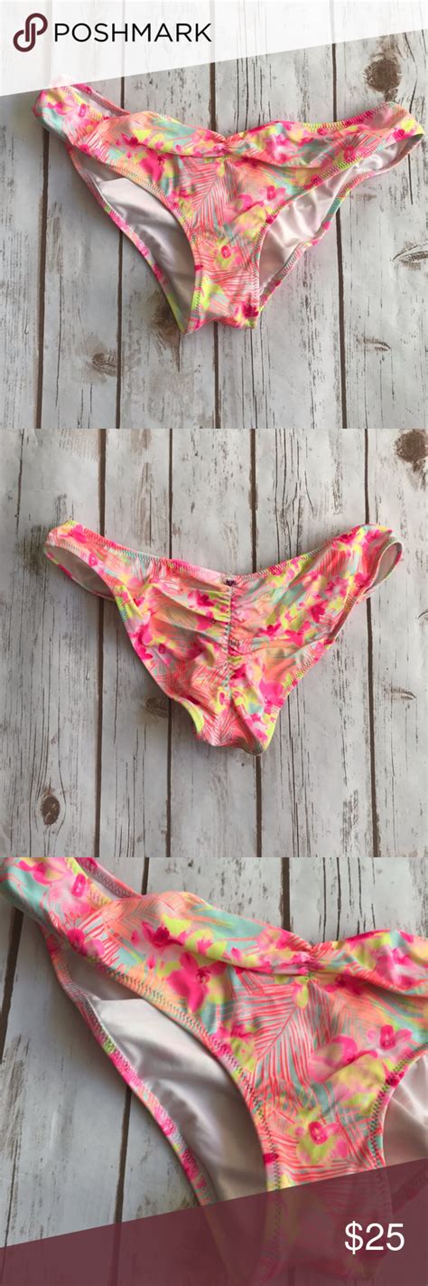 Nwot Vs Pink Flower Cheeky Swim Bikini Bottom New New Without Tags