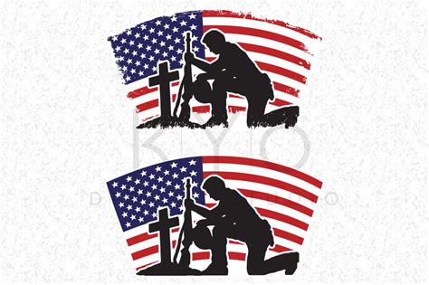 Fallen Soldier Veterans Day Svg Dxf Png Eps Files American Flag Vector