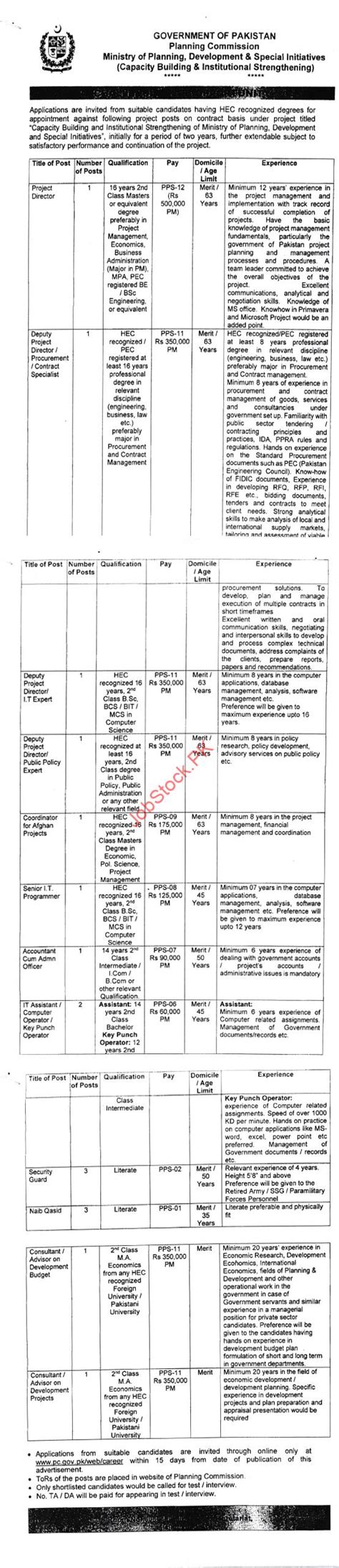 Ministry Of Planning Development And Special Initiatives Jobs 2021 Pc