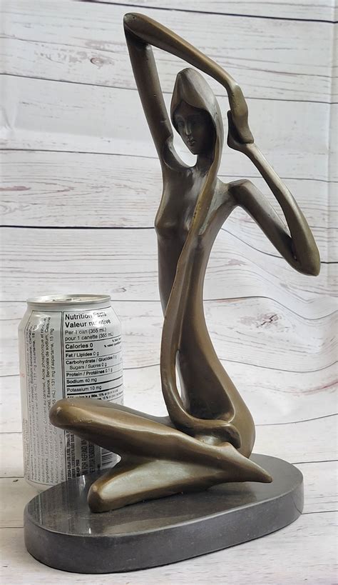 SIGNED DECO BRONZE Sculpture Cubism Nude Girl Abstract Modern Art