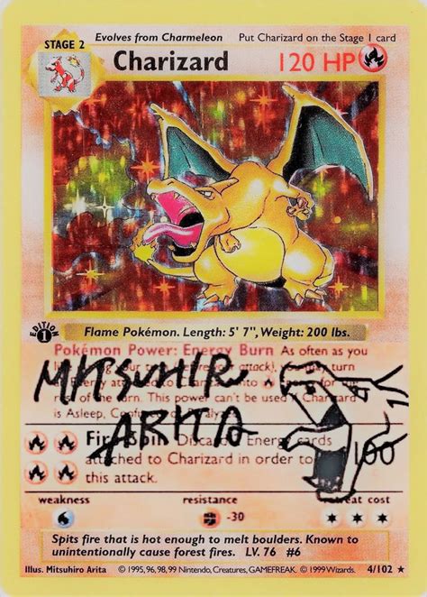 Mitsuhiro Arita Signed Autograph Charizard 1st Edition Base Set 4102 Holy Grail Pokemon Card