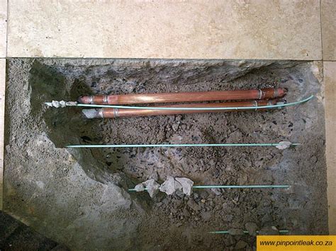 Location and repair of copper supply pipe leak under floor ...