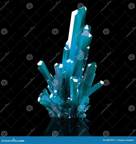 D Illustration Of Grown Blue Shining Crystals Stock Illustration