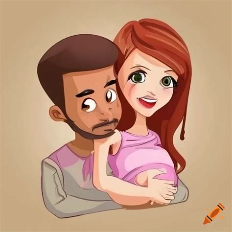 Cartoon Illustration Of A Pregnant Couple On Craiyon