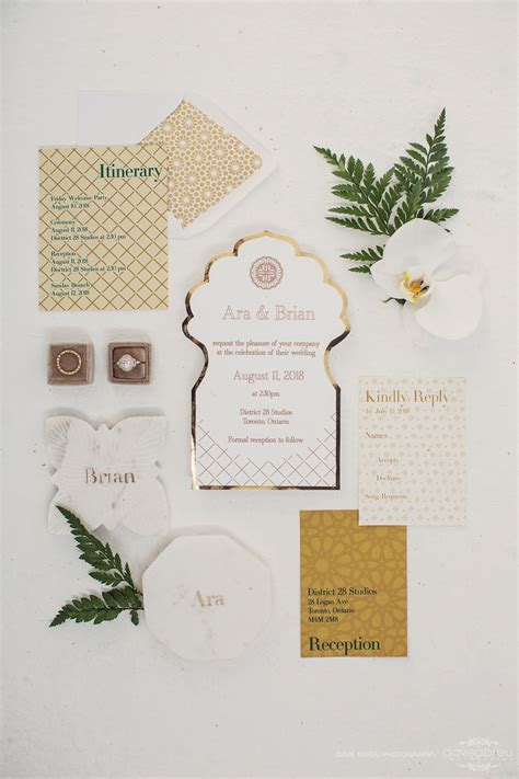 Modern Moroccan Inspired Invitations Gold Foil Moroccan Patterns