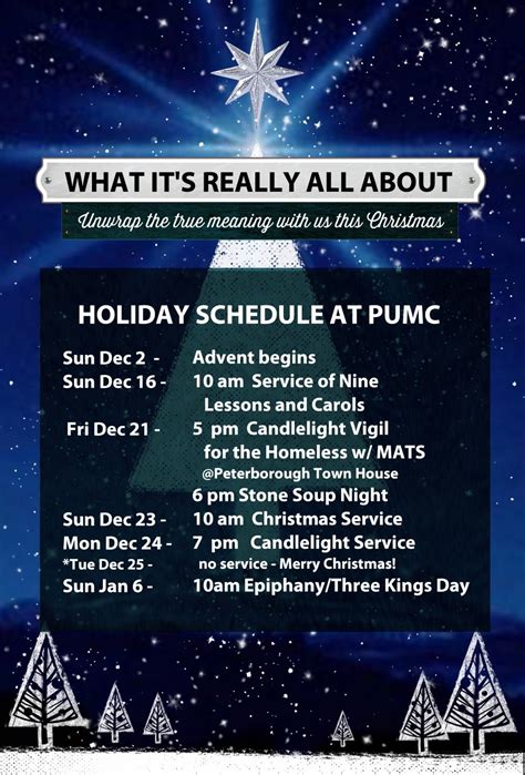 Holiday Worship Service Schedule 2018 Pumc