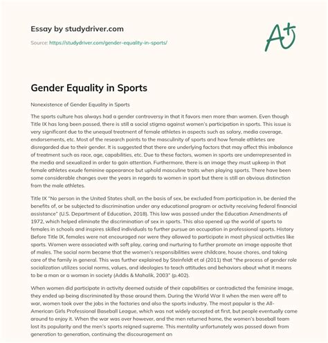 gender equality in sports free essay example