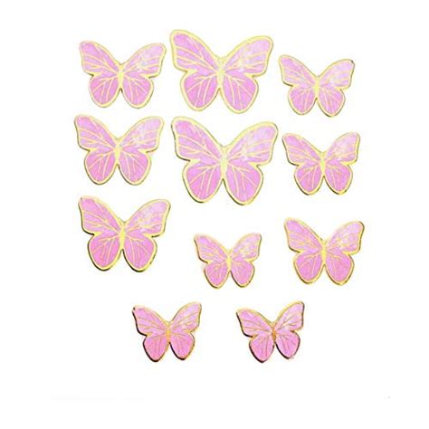 Georld 44pcs Gold Pink Purple Lively 3d Butterfly Cupcake Topper
