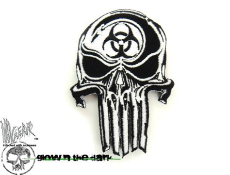 Ill Gear Punisher Biohazard Skull Hook And Loop Patch Glow In The Dark