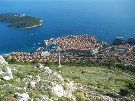 View Of Dubrovnik Old Town And Lokrum Island From The Cable Car On