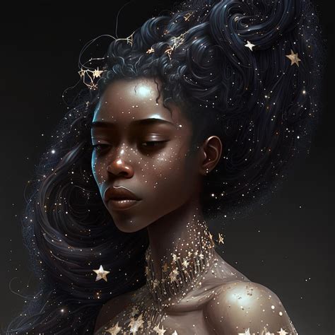 Premium Ai Image Hyperdetailed Beautiful Black Woman Made Of Stars