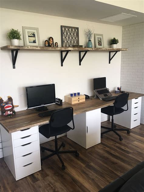 Double Timber Study Desk In 2019 Home Office Desks Home