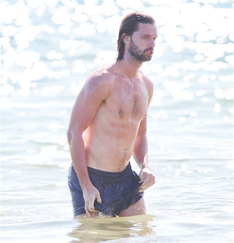 patrick schwarzenegger shirtless in beach photos see pics hollywood life