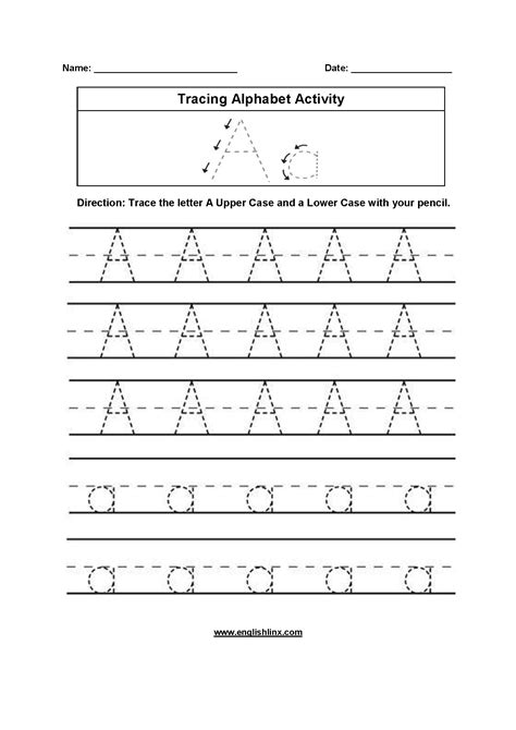Trace Letter A Worksheets Free