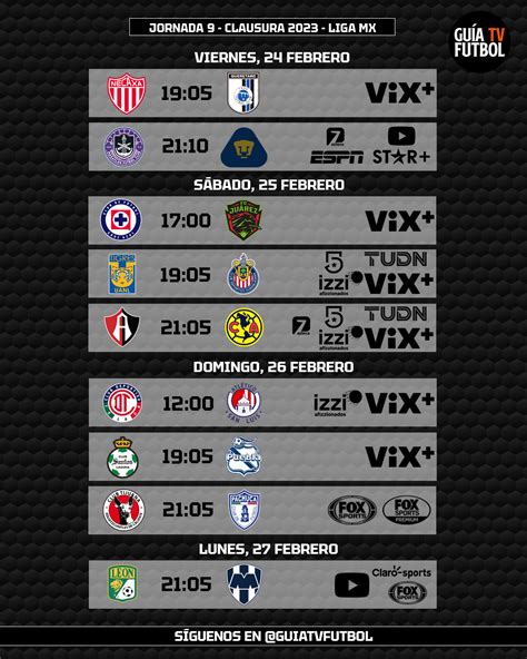 Jornada 9 Liga Mx Clausura 2023 Fútbol En Vivo México Guía Tv Liga Mx