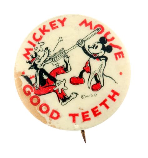 Hakes “mickey Mouse Good Teeth” Dental Premium Button