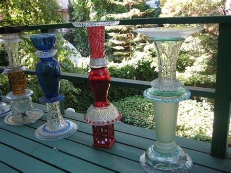 Birdbaths And Yard Art Recycled Glass Sclupture Yard