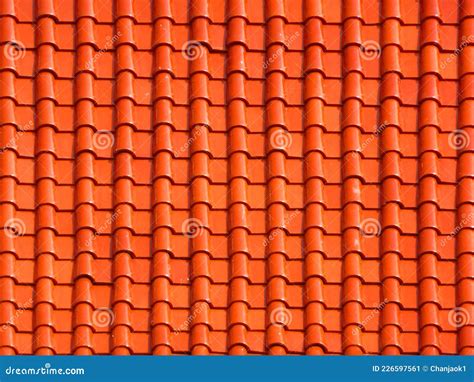 Red And Orange Corrugated Tile Element Of Roof Seamless Pattern Stock