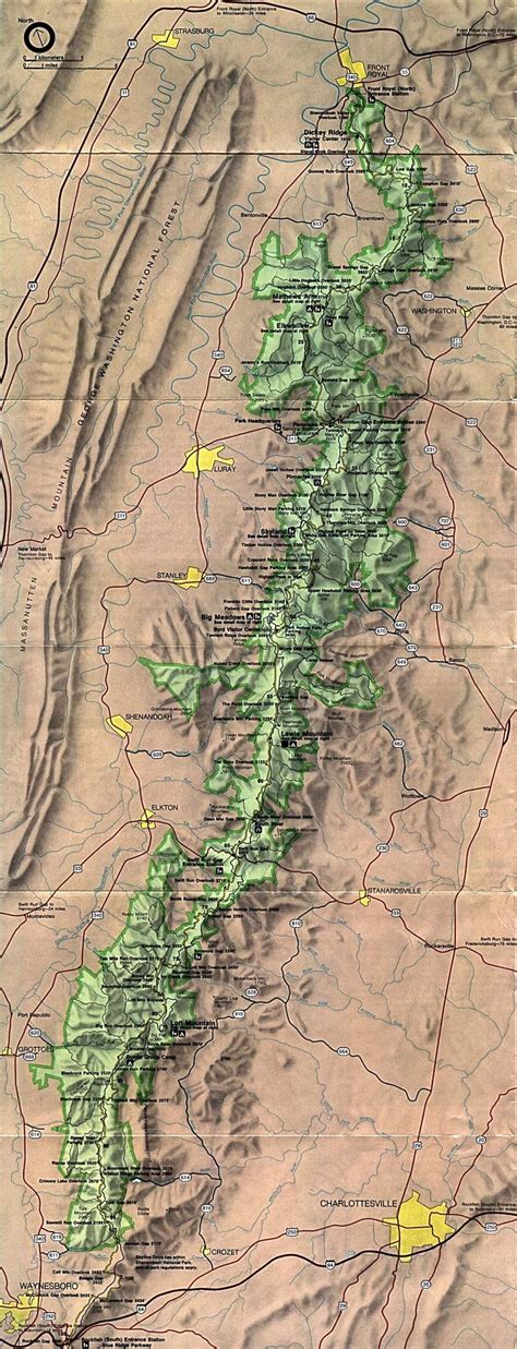 Topographical Map Of Shenandoah Nation Park National Parks Map