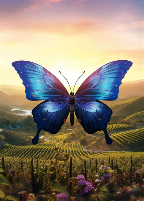 Beautiful Blue Butterfly Poster By Ilyrin Displate