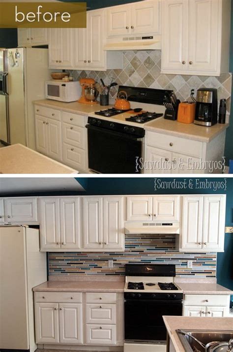 In the professional world kitchen cabinets go in first then finish flooring, we do not have trouble cutting flooring. Before and After: 25+ Budget Friendly Kitchen Makeover ...