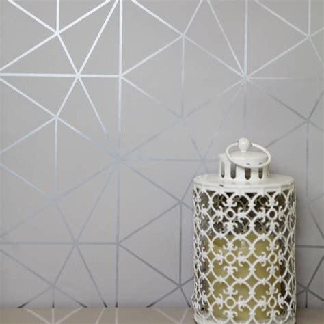 The design is made up of a smooth, shimmering metallic silver. GEOMETRIC WALLPAPER APEX CLIFTON WAVE ART DECO ROSE GOLD ...
