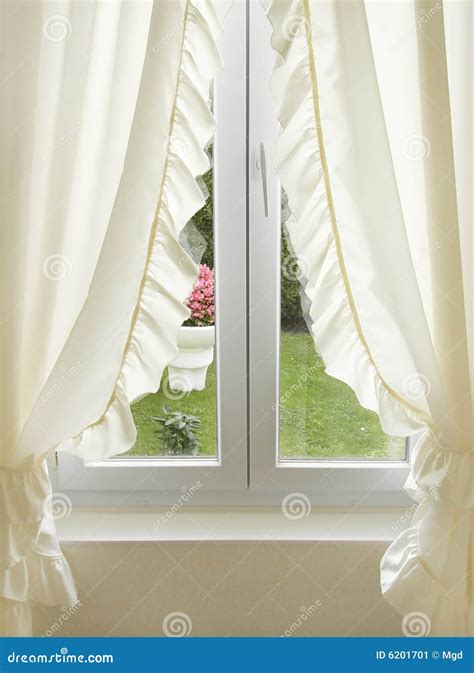 White Window With Curtains Stock Image Image Of Curtains 6201701