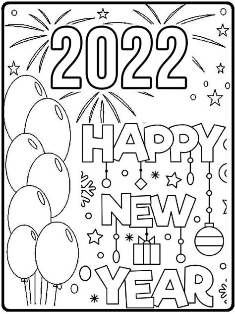 Free 2022 New Year Coloring Page - Free Printable Coloring Pages for Kids