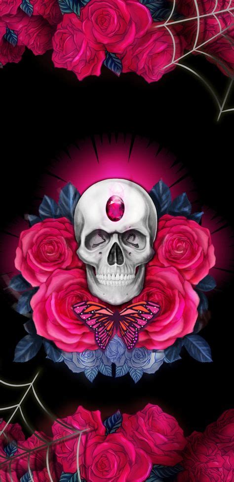 Wallpaperby Artist Unknown With Images Skull Wallpaper Pink