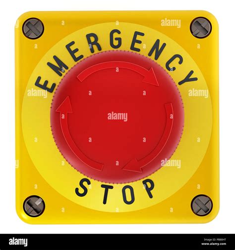 Emergency Stop Button Isolated On White Background 3d Illustration