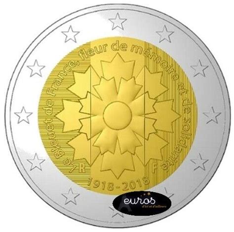 Pièce spéciale de 2 euros, la dernière d'une série de cinq dans le cadre du projet par des enfants solidaires. Pièce 2 euros commémorative FRANCE 2018 - Armistice et ...