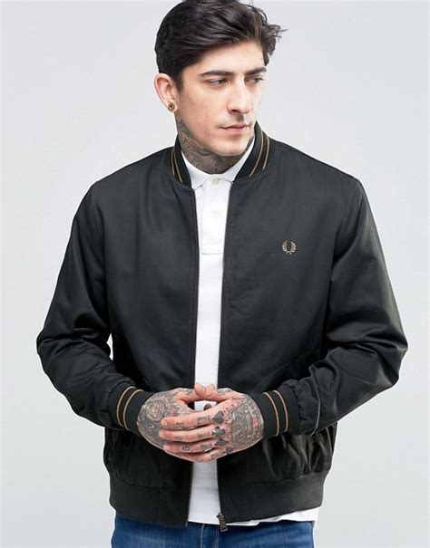 Fred Perry Fred Perry Bomber Jacket With Tiping In Dark Racing Green
