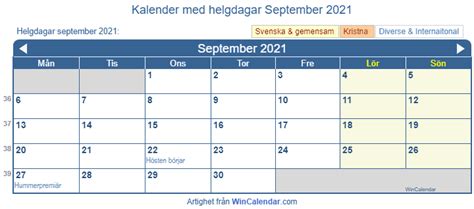 Kalender För Utskrift September 2021