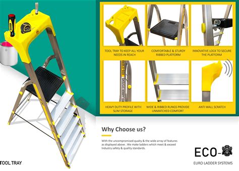 Euro Ecox 6 Step Ladder Tool Tray Aerospace Grade Ultralight Alumi