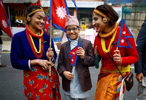 Nepali People Dressed In National Attires Take Part In A Rally To