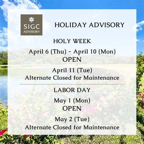 Holy Week Schedule 2023 Subic International Golf Club