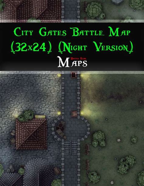 City Gates Battle Map 32x24 Night Version Rpg Item Rpggeek