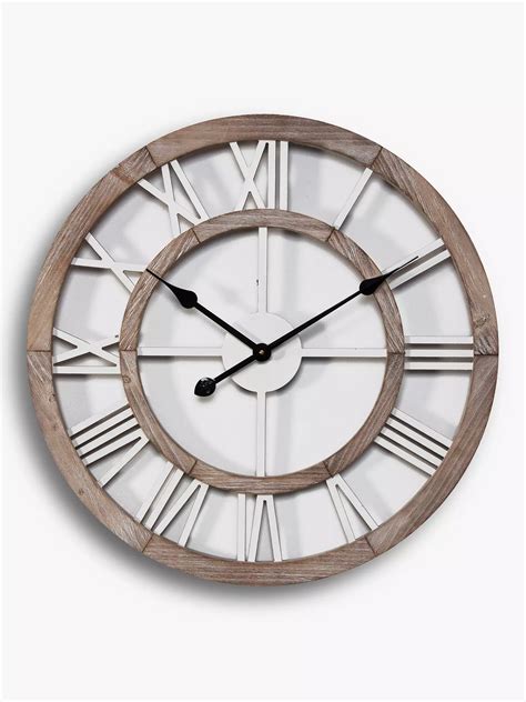 Hometime Wood Effect Roman Numeral Skeleton Wall Clock 60cm Brown At